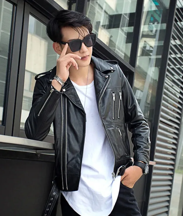 Men’s Multi Zipper Biker Genuine Leather Jackets