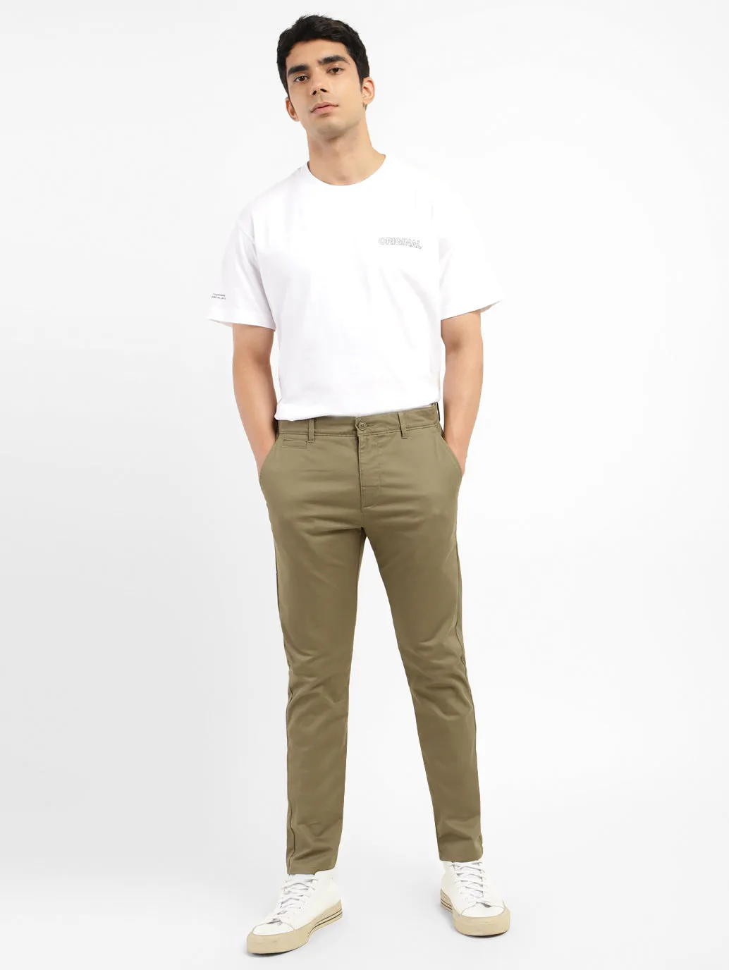 Men's Olive Slim Fit Trousers