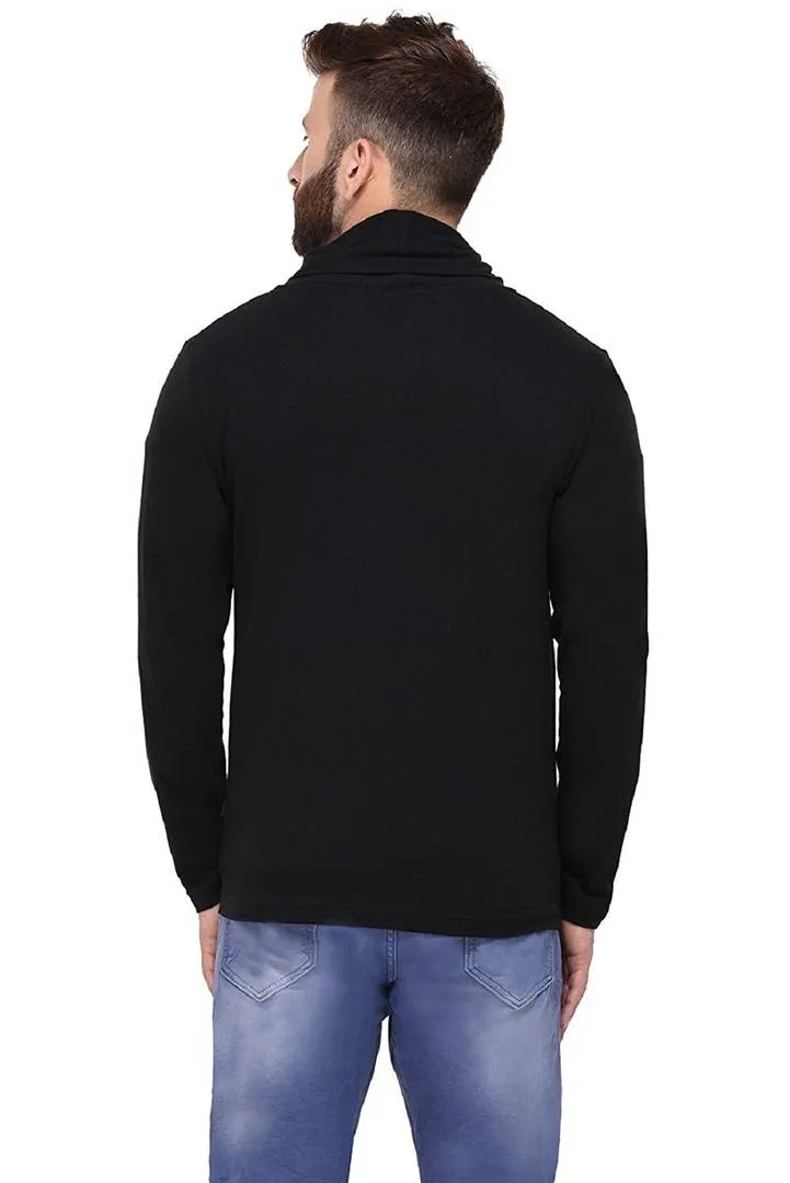 Men's Solid Black Cotton Cardigan Sweaters