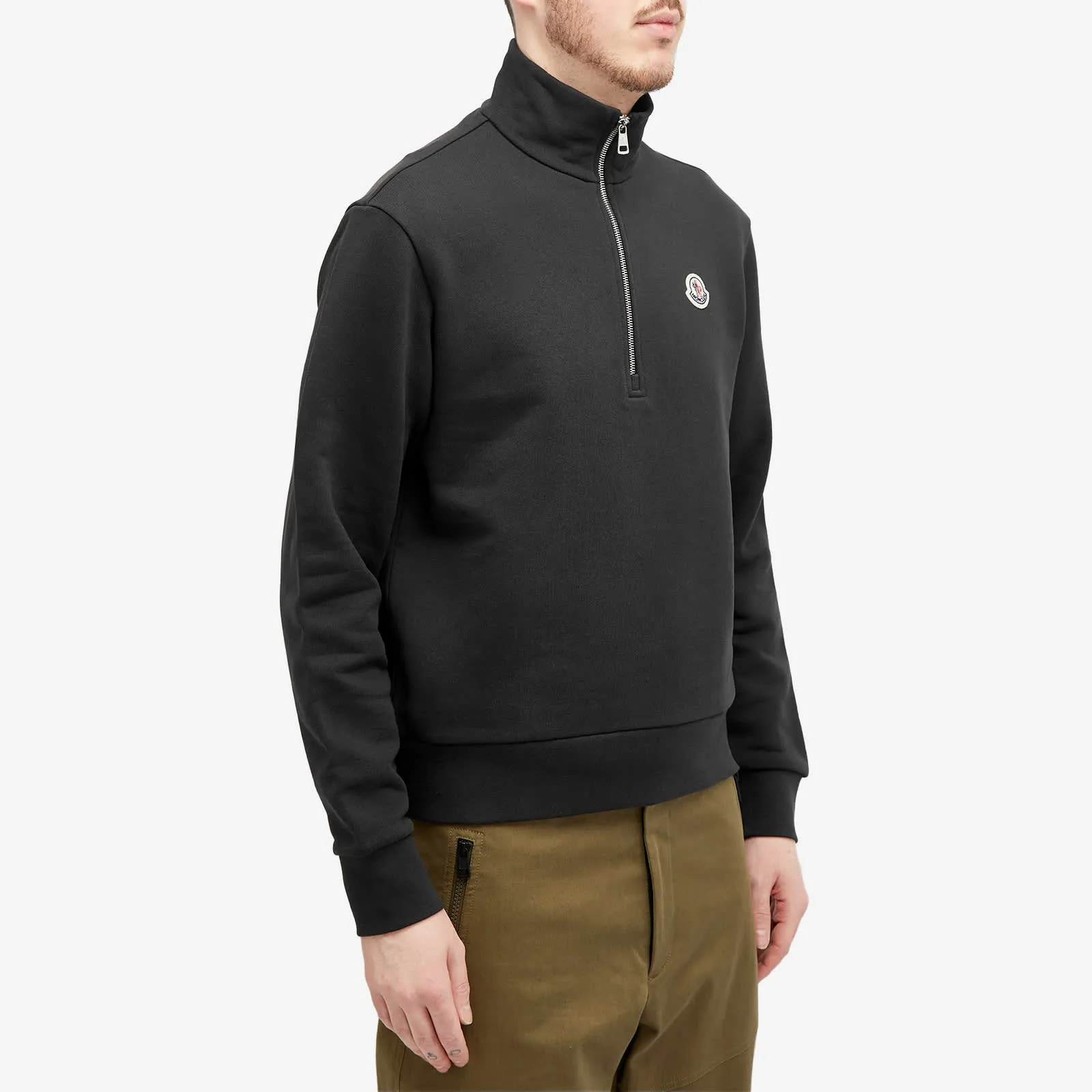 Moncler Badge Logo Quarter Zip Sweater, black