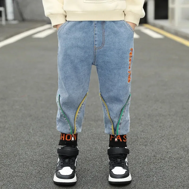 New Winter Boys Letter Print Cargo Warm Pants Kids 3-15Y Trousers Teenage Casual Clothes Elastic Waist Boy Thick Casual Pants