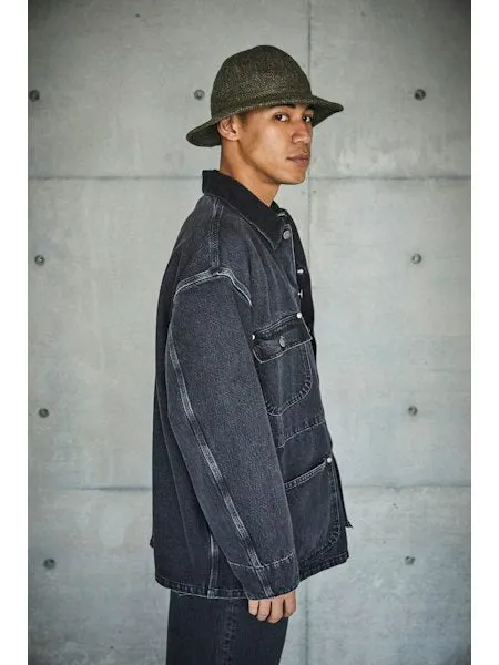 orSlow Loose Fit Coverall - Black Denim Stone D61S