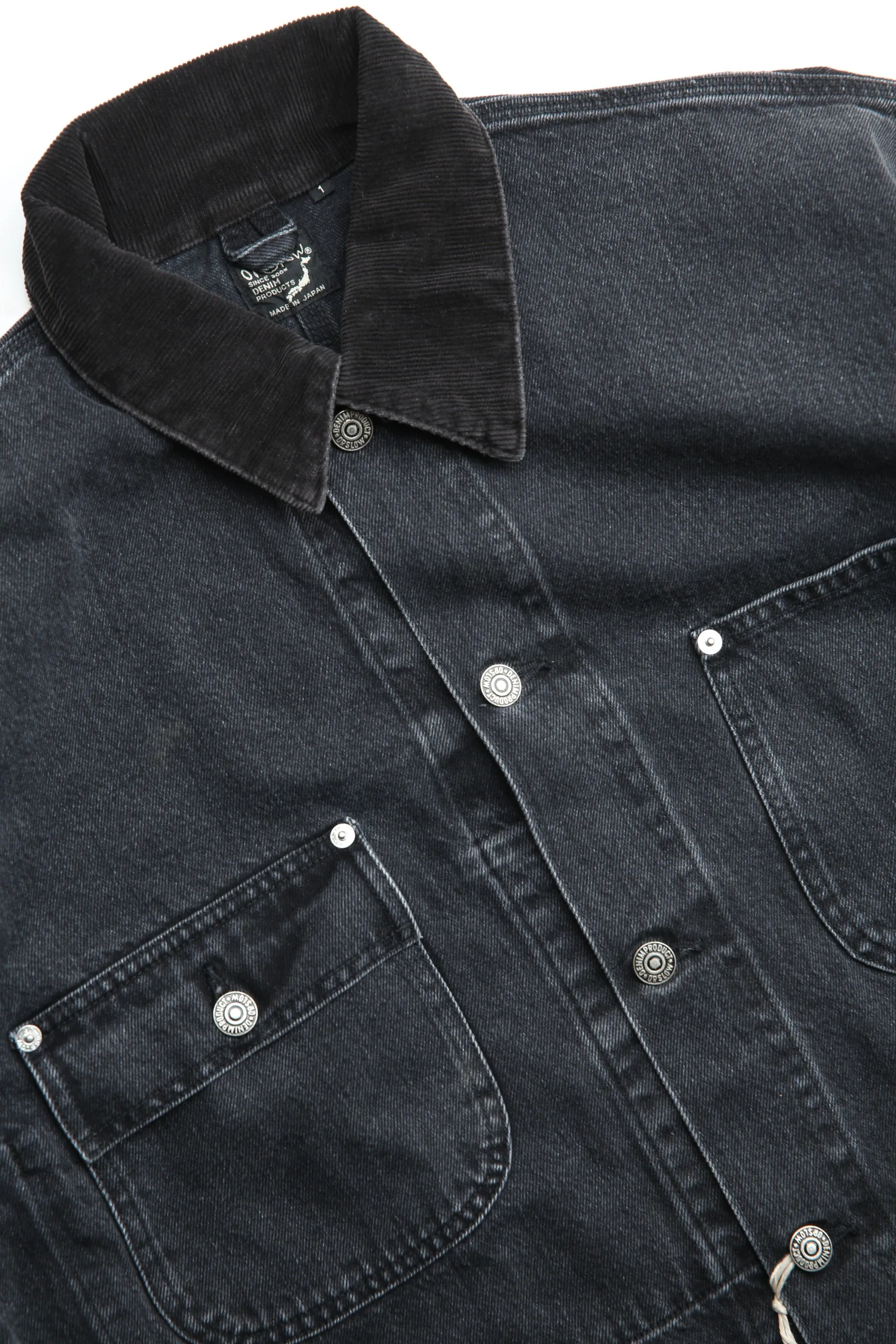 orSlow Loose Fit Coverall - Black Denim Stone D61S