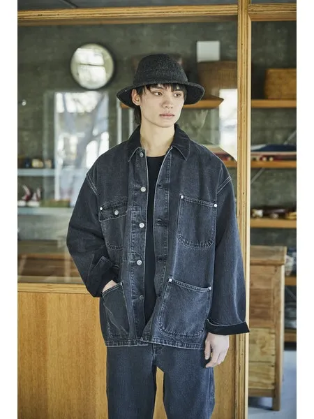 orSlow Loose Fit Coverall - Black Denim Stone D61S