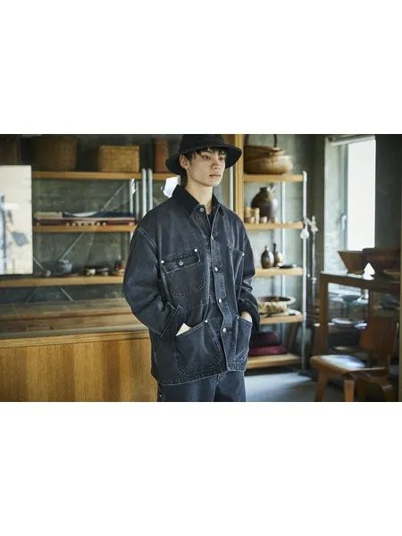 orSlow Loose Fit Coverall - Black Denim Stone D61S