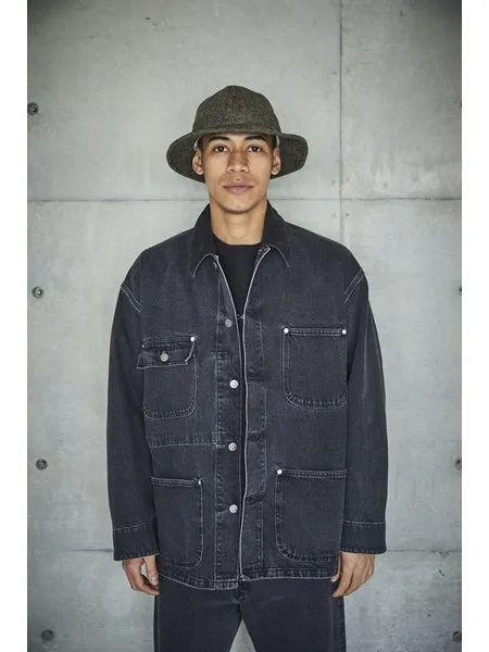 orSlow Loose Fit Coverall - Black Denim Stone D61S