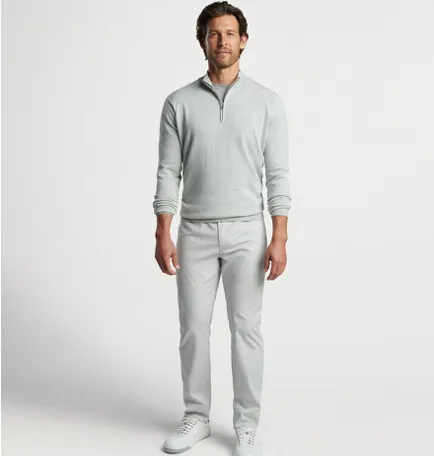 PETER MILLAR 1/4 Zip Canton Stripe Sweater Grey