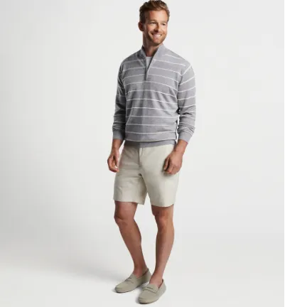 PETER MILLAR 1/4 Zip Eastham Striped Sweater Grey