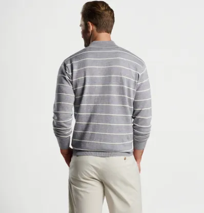 PETER MILLAR 1/4 Zip Eastham Striped Sweater Grey