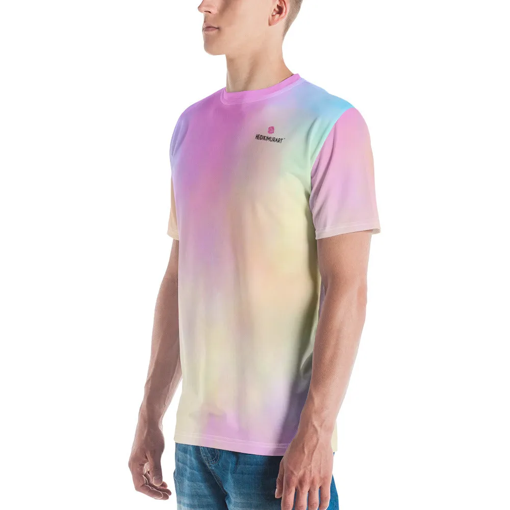 Pink Tie Dye Men's T-shirt, Abstract Designer Premium Tee For Men- Made in EU/USA/MX