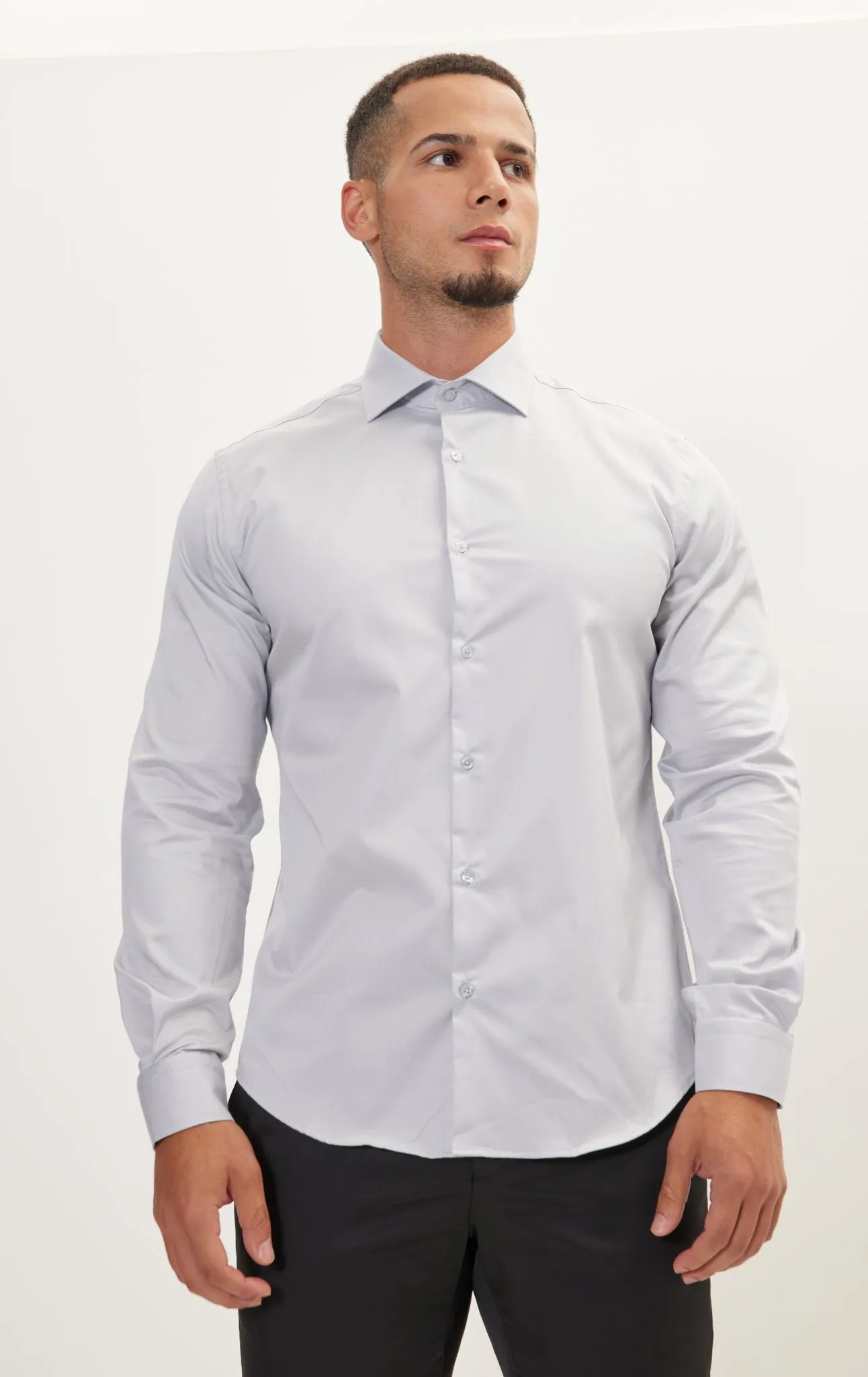 Pure Cotton Dress Shirt - Grey