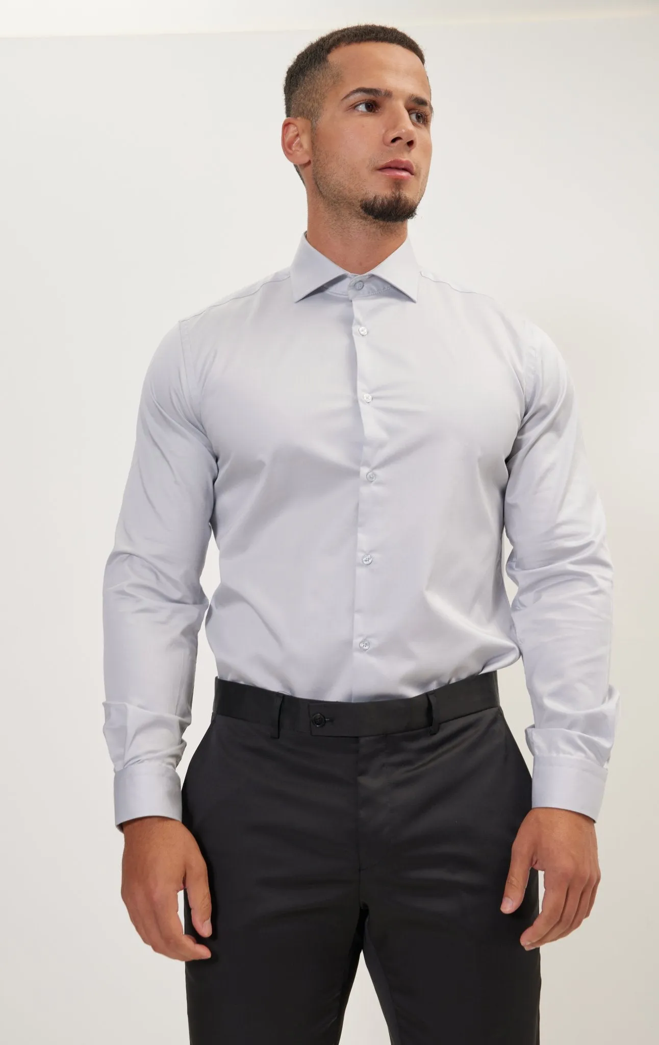 Pure Cotton Dress Shirt - Grey