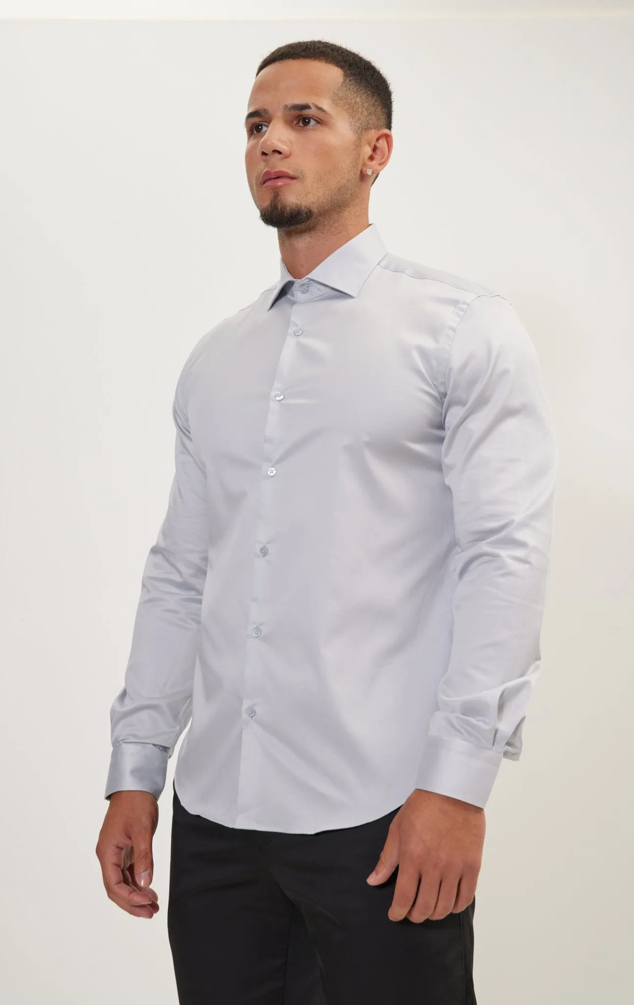 Pure Cotton Dress Shirt - Grey