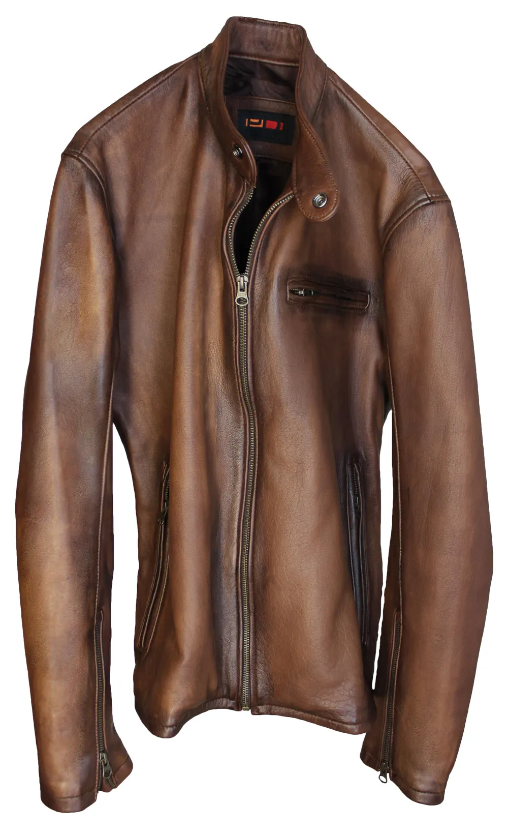 R79 HB Leather Jacket Luxury Cafe Racer Antique Brown Vintage Fit Hand Burnished