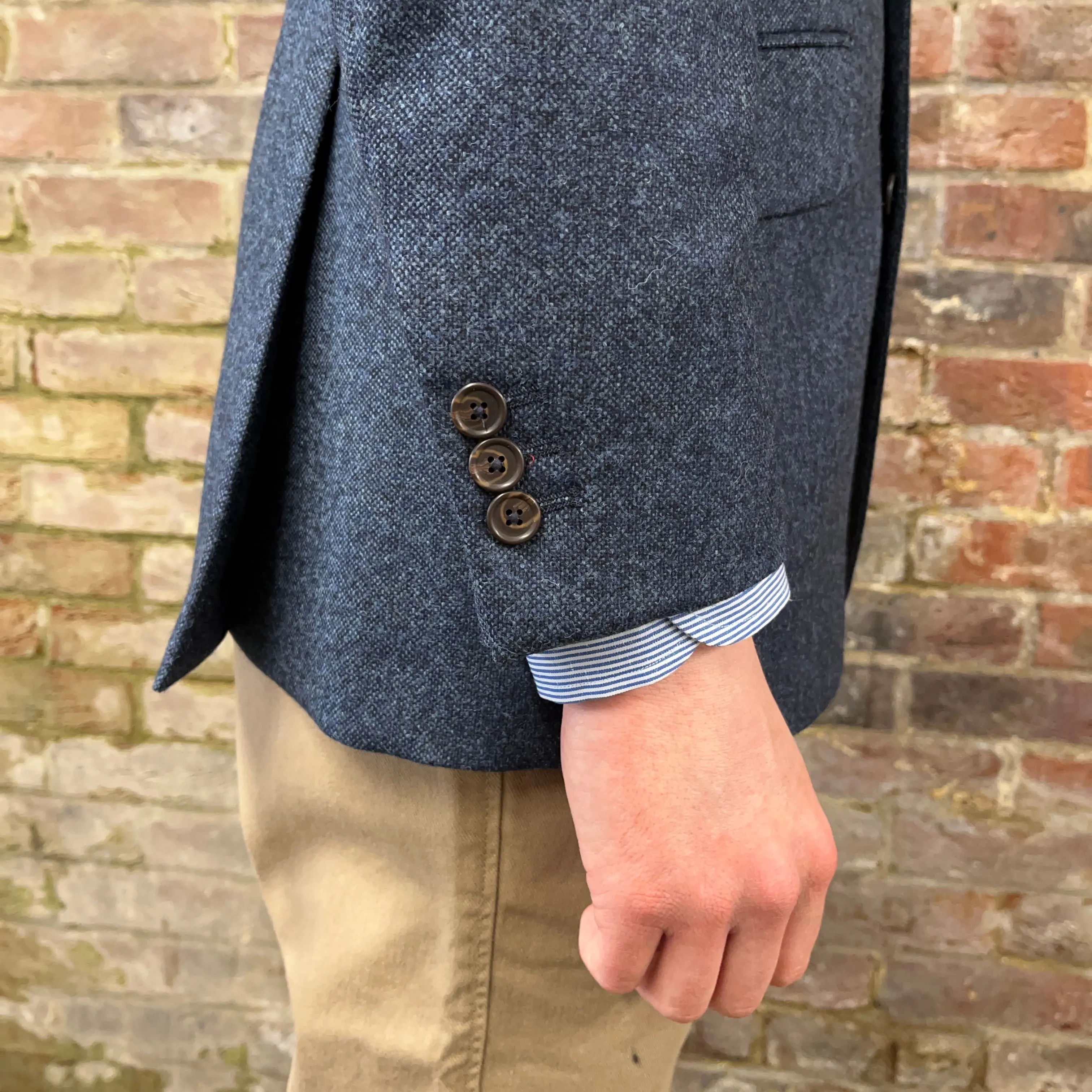 Regent - 'Harvey' Jacket - Navy with Blue Fleck Wool 350g - Abraham Moon