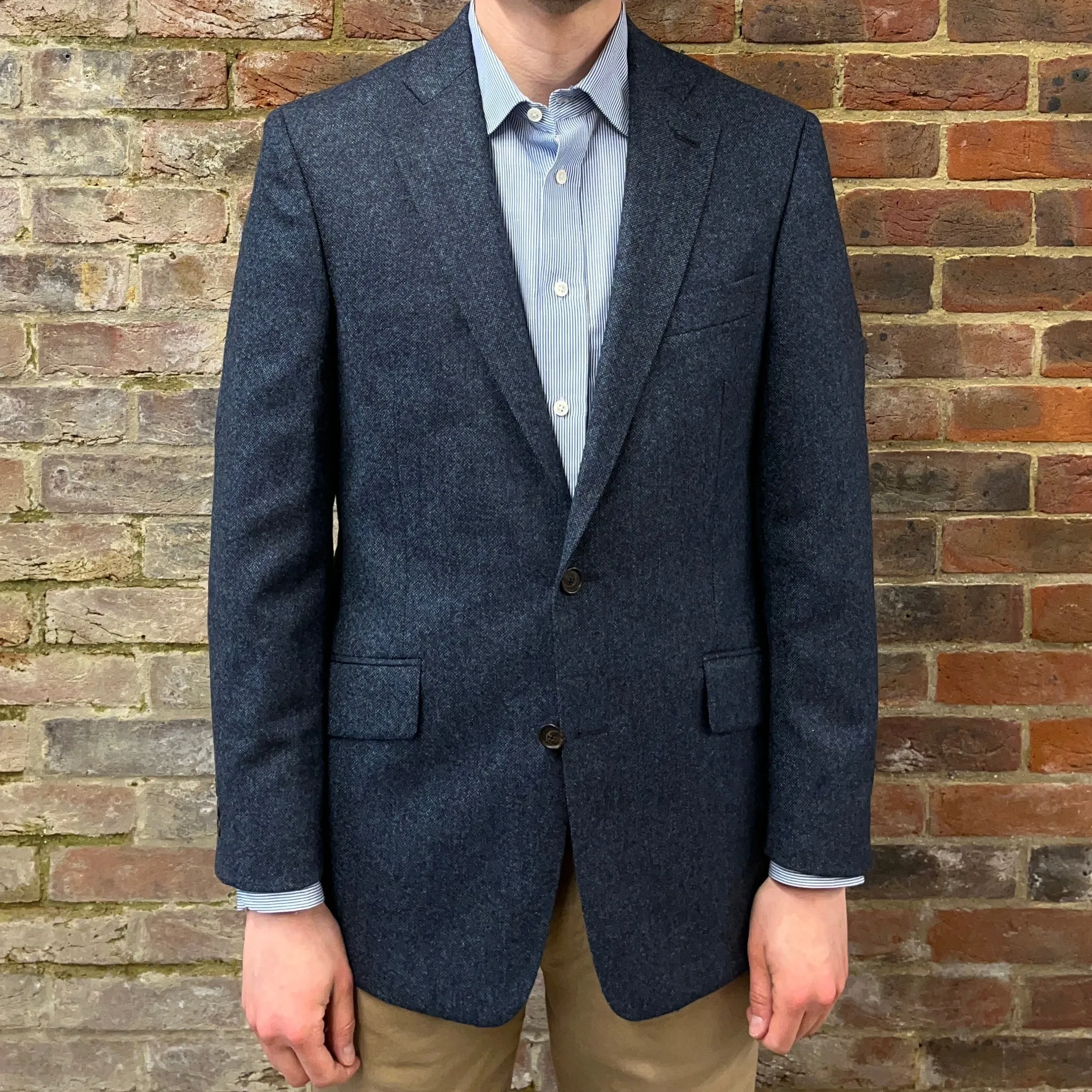 Regent - 'Harvey' Jacket - Navy with Blue Fleck Wool 350g - Abraham Moon