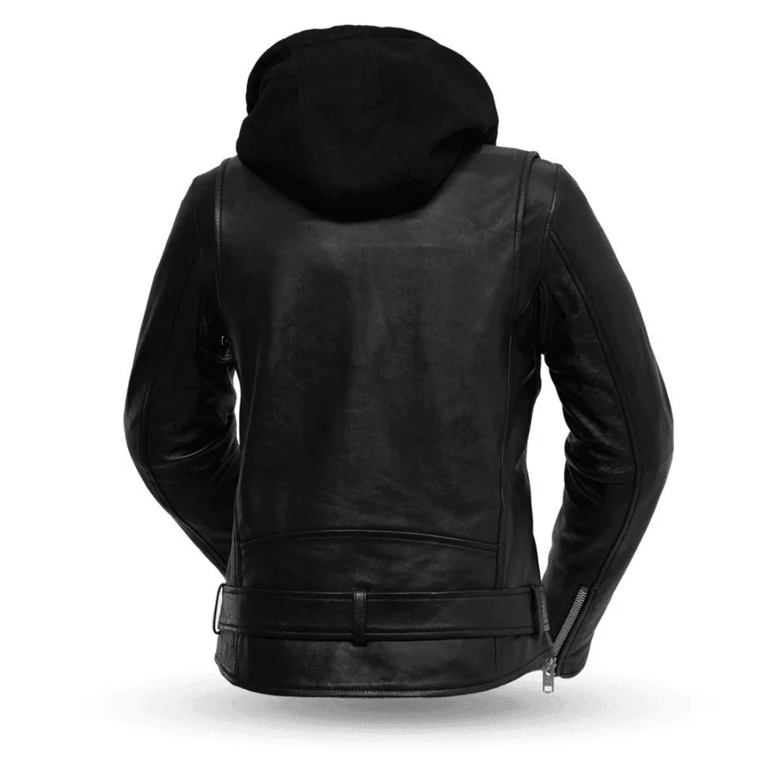 Ryman Womens Classic Leather Jacket with Removable Hoodie