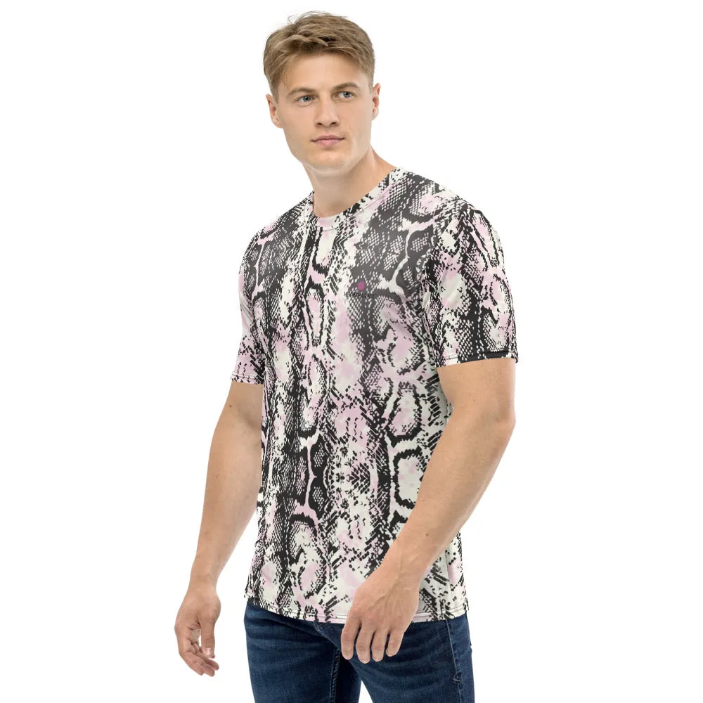 Snake Print Men's T-Shirt, Python Snakeskin Reptile Luxury Tees For Men-Made in USA/EU/MX