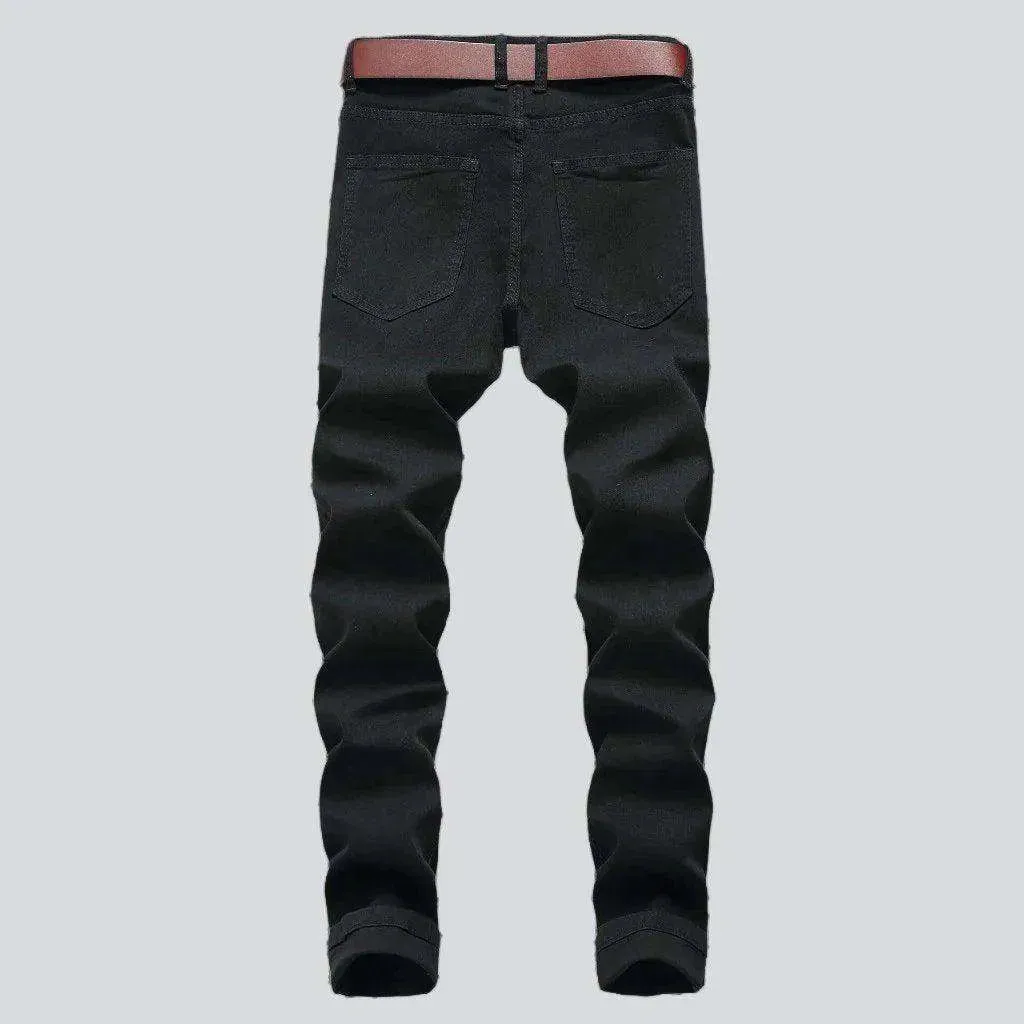 Stretch distressed color men's jeans