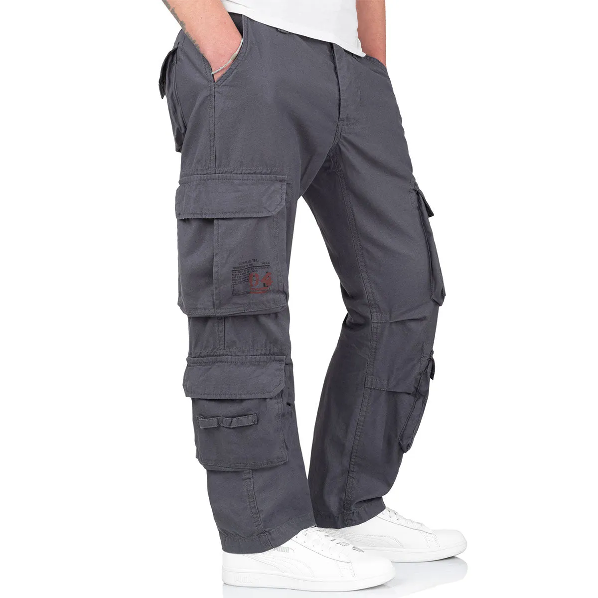 Surplus Airborne Slim Fit Cargo Trousers Anthracite Grey