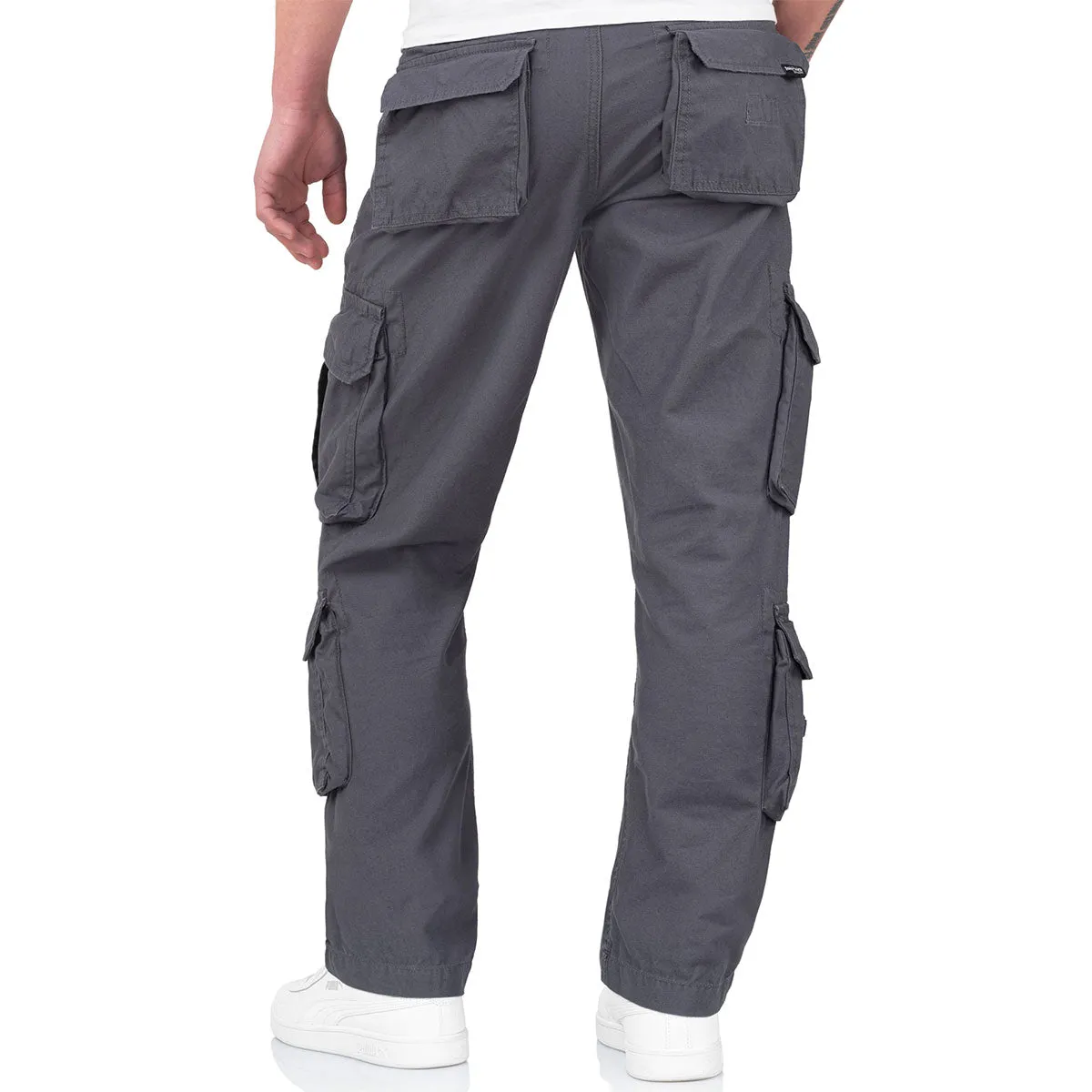 Surplus Airborne Slim Fit Cargo Trousers Anthracite Grey