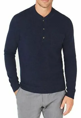 Tasso Elba Mens Cashmere Henley Sweater Navy