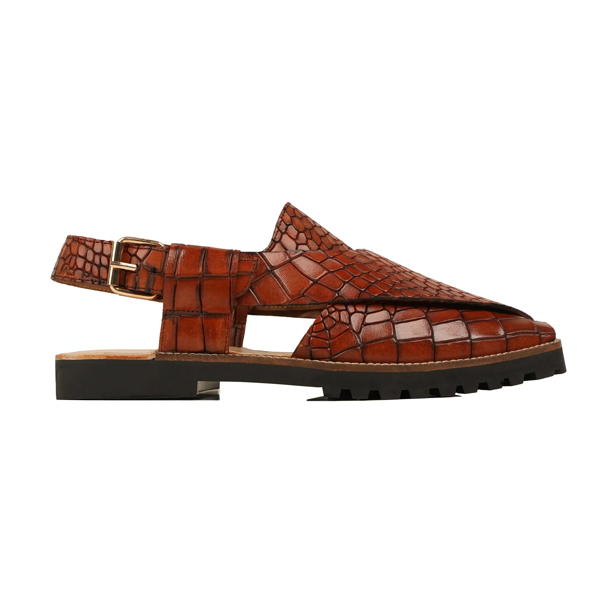 Umeko - Men's Reddish Brown Calf Leather Sandal