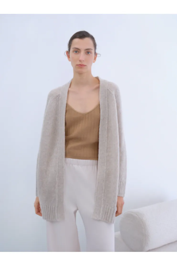 W. Cashmere JENNIFER Midi Open Cardigan | Earth