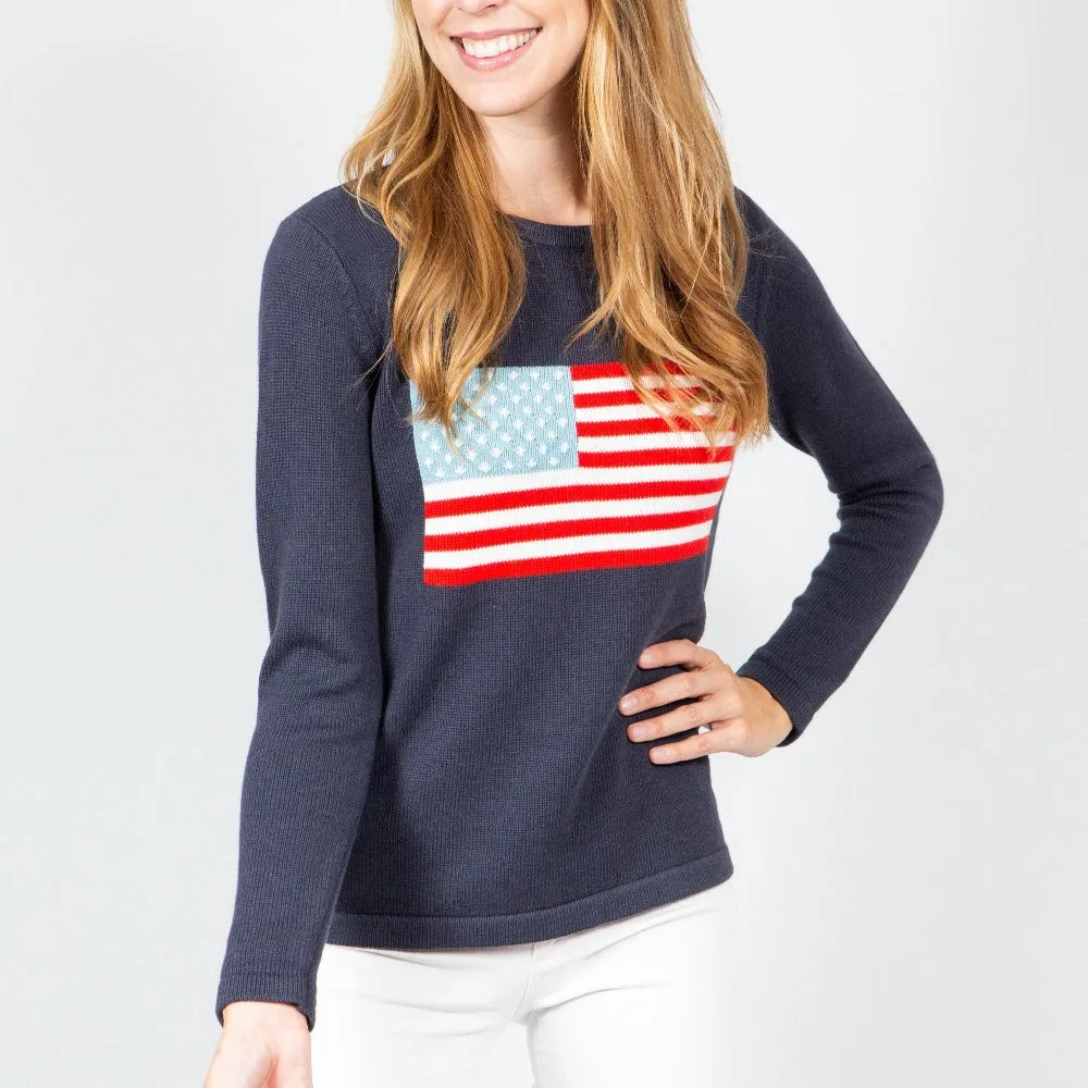 Women's Lightweight Cotton American Flag Sweater